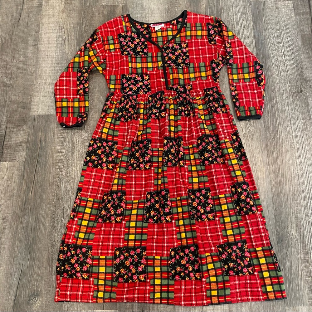 Vintage After Eight Cottagecore Flannel Maxi Dress Size M